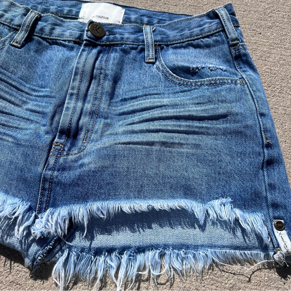 One Teaspoon Junkyard Denim Mini Skirt, Texan Blue, Size 27 - Picture 7 of 11